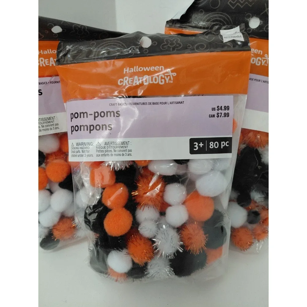 LOT of 3 Halloween Pom Poms Crafts‎ Projects DIY 240 pieces total NEW